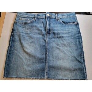 Lauren Ralph Lauren Patchwork Distressed Denim Mini Skirt Raw Hem Size 12